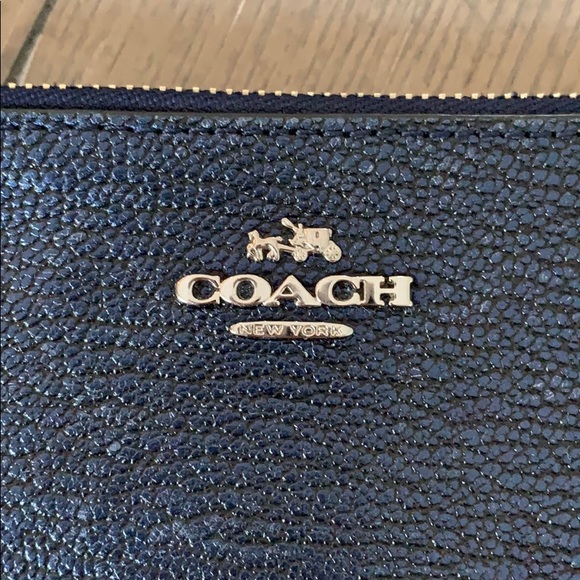 Coach Navy/Metallic Leather Double Wristlet, Large - Picture 2 of 8